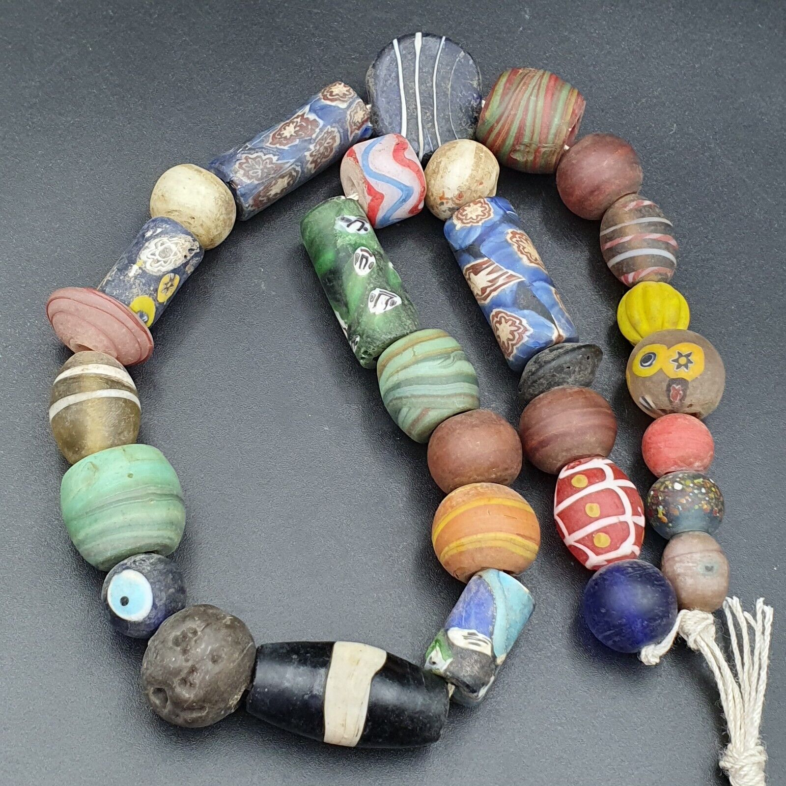 VINTAGE Old African ART Mix GLASS BEADS Strand