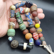 East Oasis Vintage Old African Multicolour Art Fancy Glass Bead Full Strand