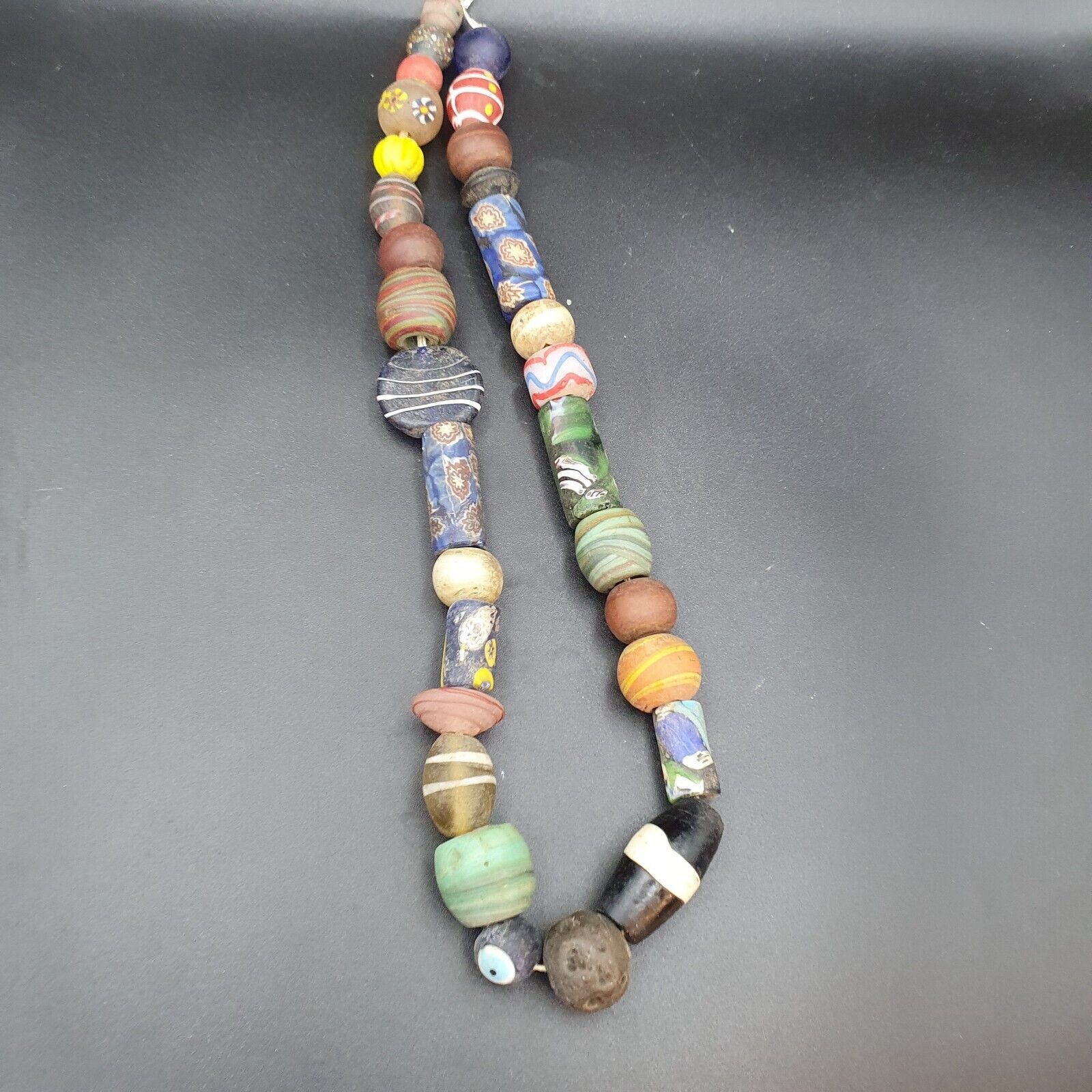 VINTAGE Old African ART Mix GLASS BEADS Strand