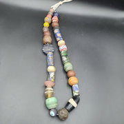 East Oasis Vintage Old African Multicolour Art Fancy Glass Bead Full Strand