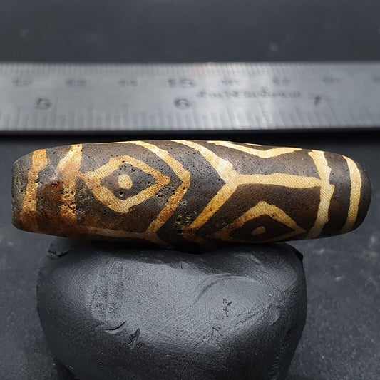 Antique South Asian Burmese Old pyu Tribe Pumtek petrified Wood Stone Bead
