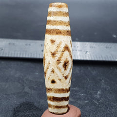 Antique South Asian Burmese Old pyu Pumtek petrified Wood Stone Bead 45mm