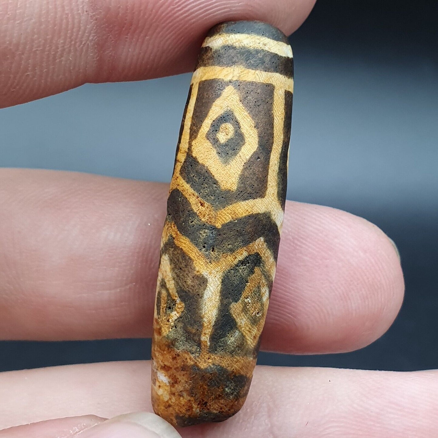 Antike südasiatische burmesische alte Pyu-Stamm Pumtek versteinerte Holzsteinperle 