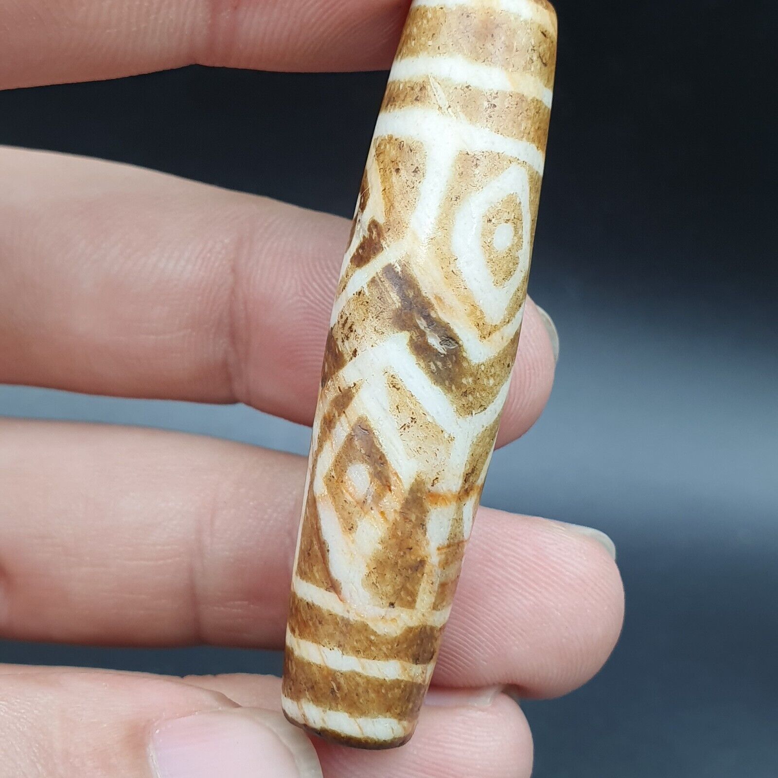 Vintage South Asian Burmese Old pyu tribal Pumtek petrified Wood Stone Bead
