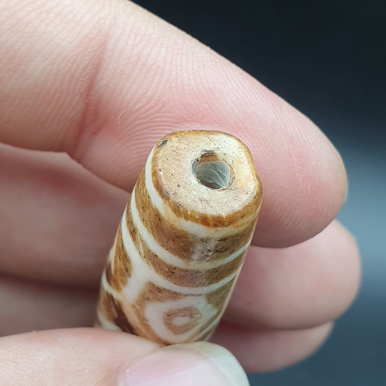 Vintage South Asian Burmese Old pyu tribal Pumtek petrified Wood Stone Bead
