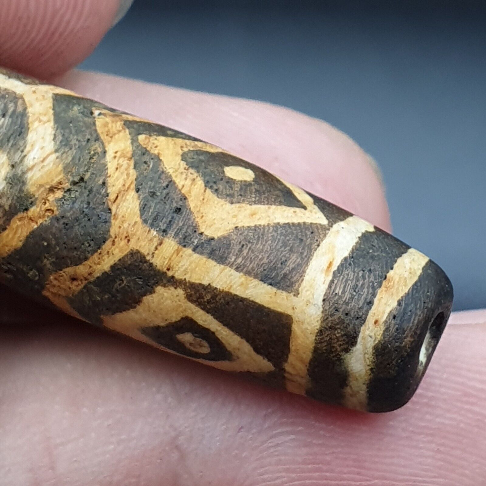 Antique South Asian Burmese Old pyu Tribe Pumtek petrified Wood Stone Bead