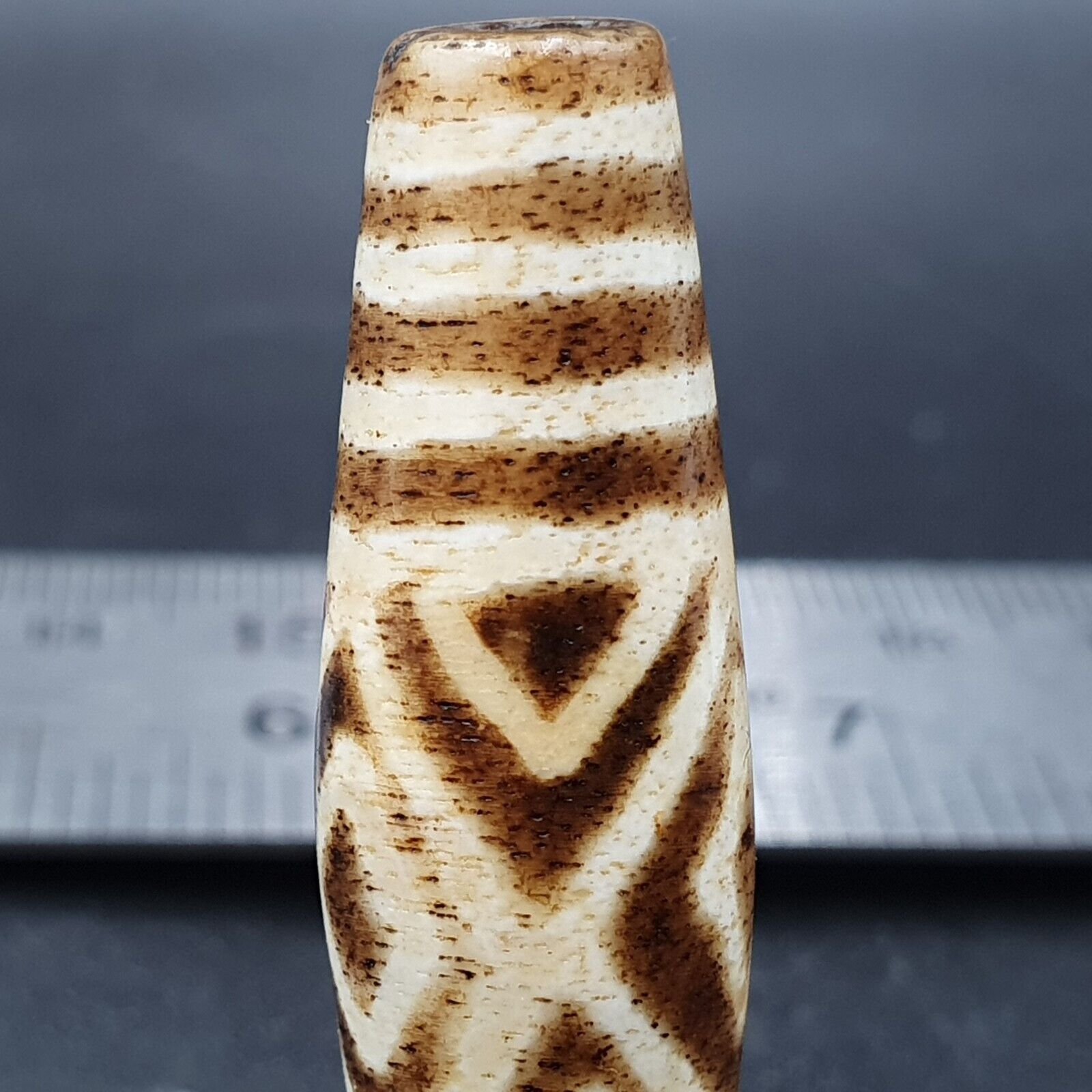 Antique South Asian Burmese Old pyu Pumtek petrified Wood Stone Bead 45mm