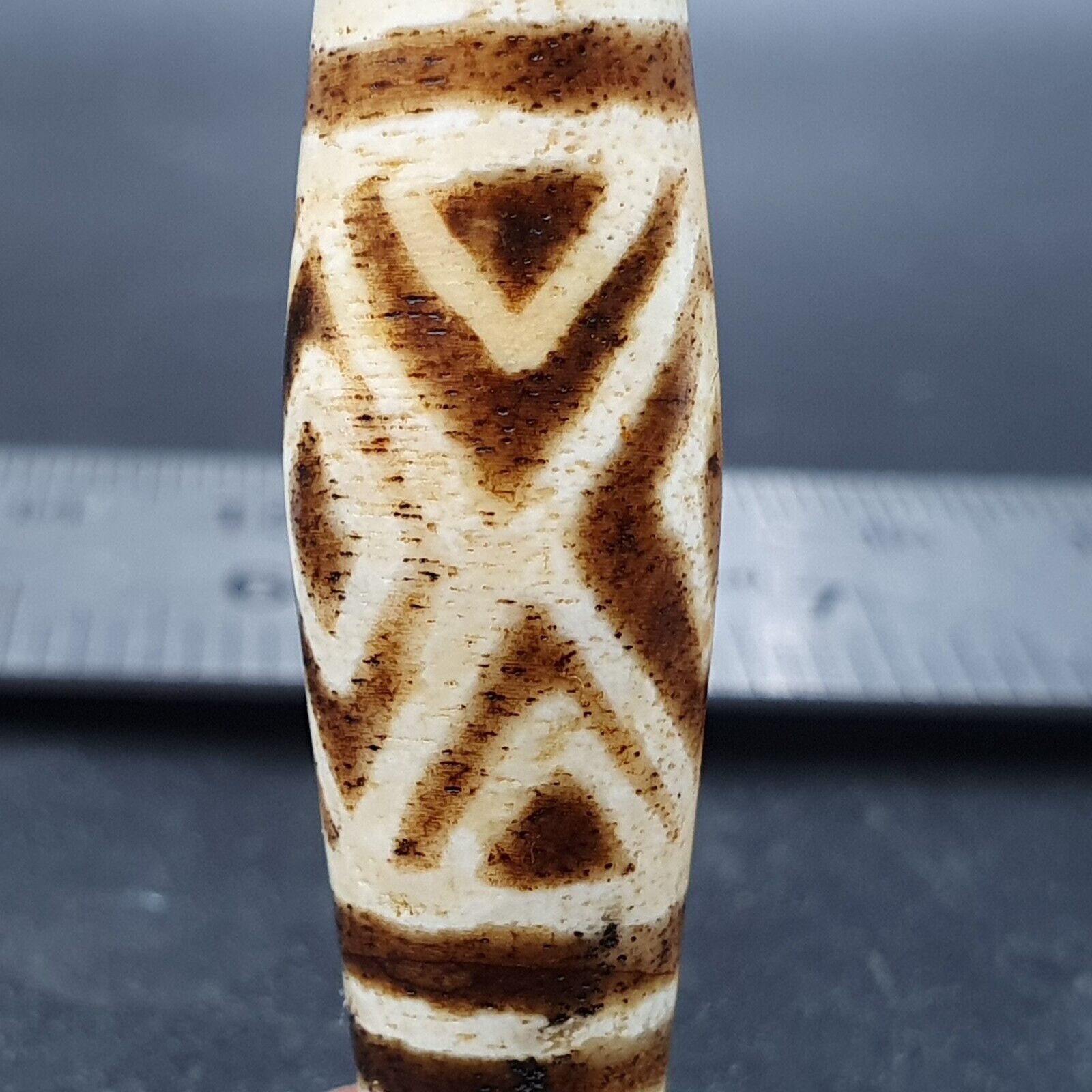 Antique South Asian Burmese Old pyu Pumtek petrified Wood Stone Bead 45mm