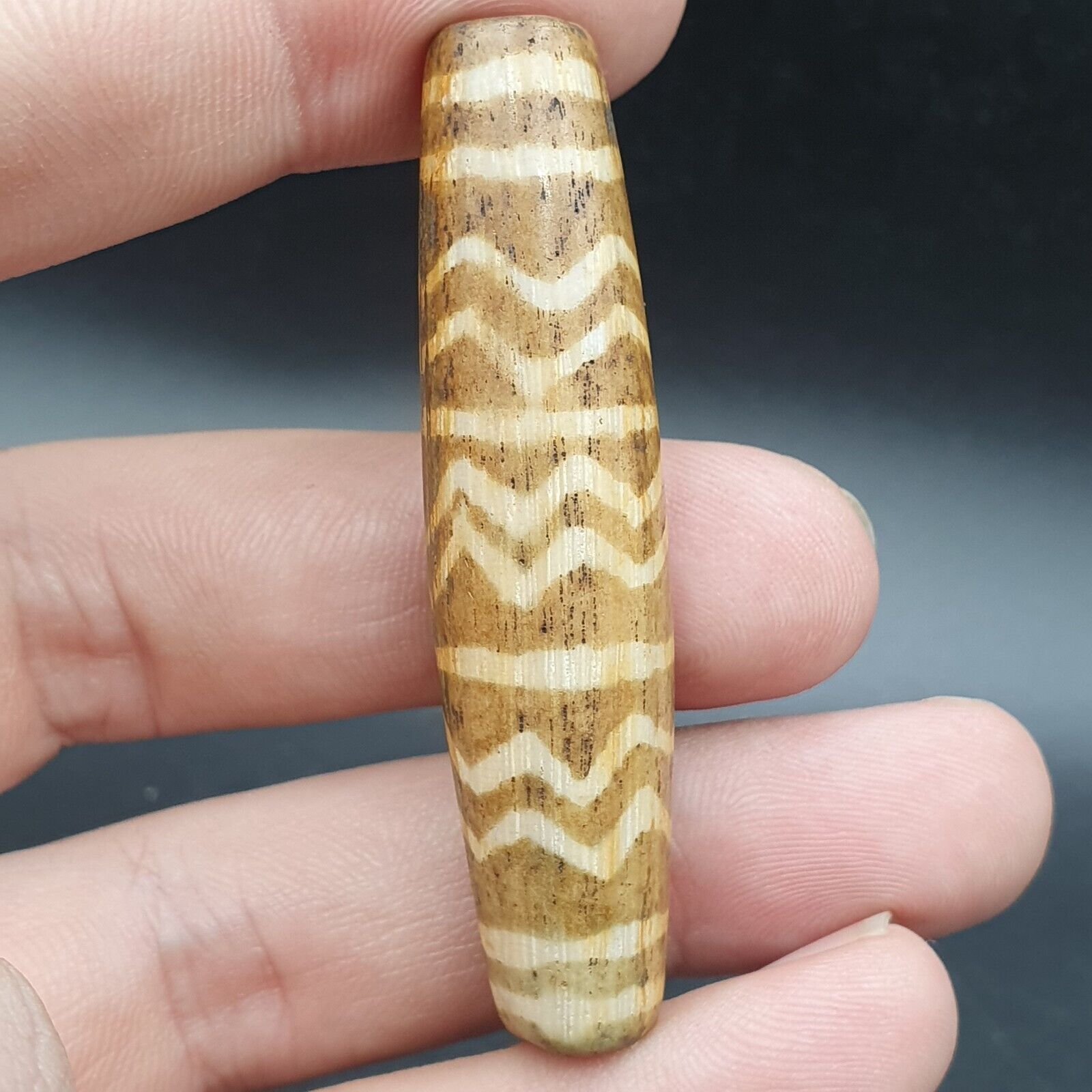 Vintage South Asian Burmese Old pyu tribal Pumtek petrified Wood Stone Bead