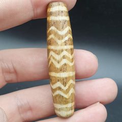 Vintage South Asian Burmese Old pyu tribal Pumtek petrified Wood Stone Bead