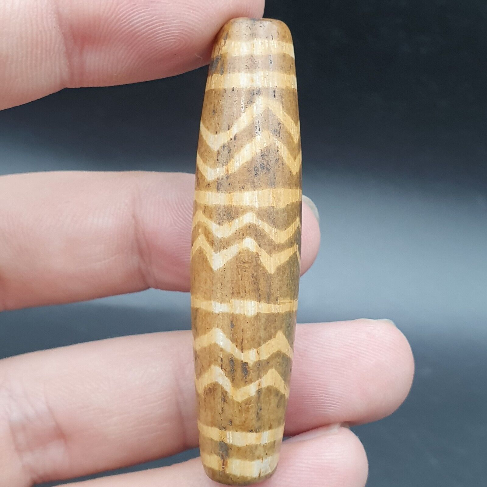 Vintage South Asian Burmese Old pyu tribal Pumtek petrified Wood Stone Bead