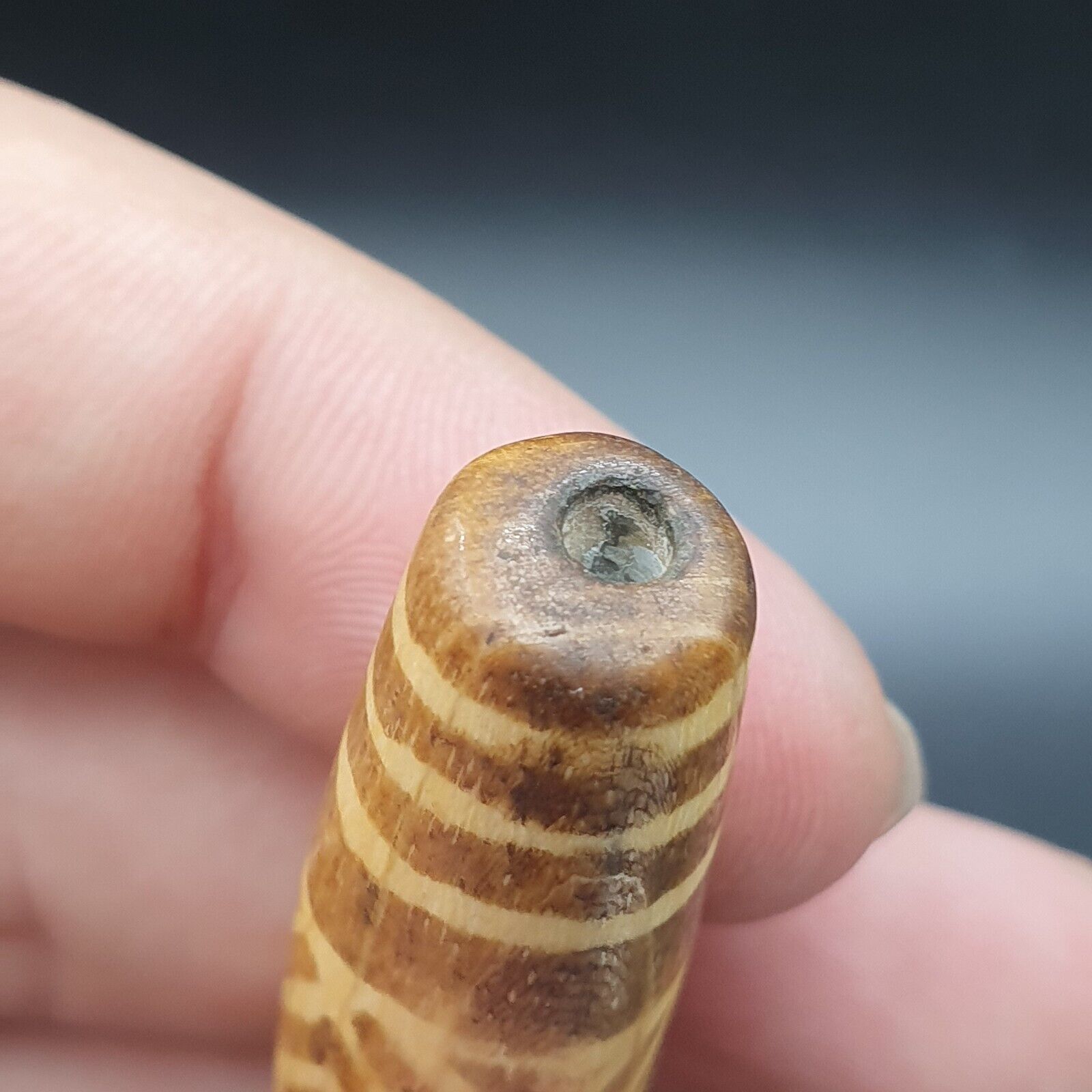 South Asian Burmese Old pyu Tribal Pumtek petrified Wood Stone Bead