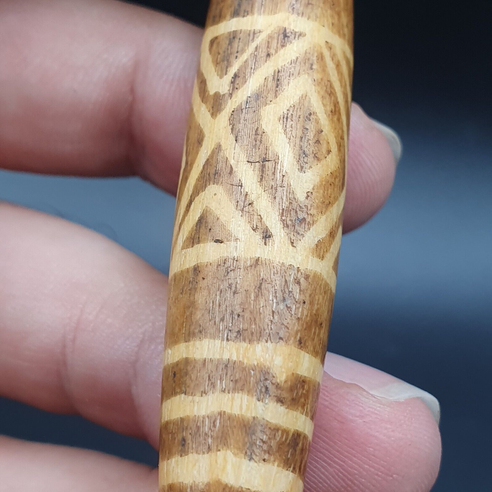 South Asian Burmese Old pyu Tribal Pumtek petrified Wood Stone Bead
