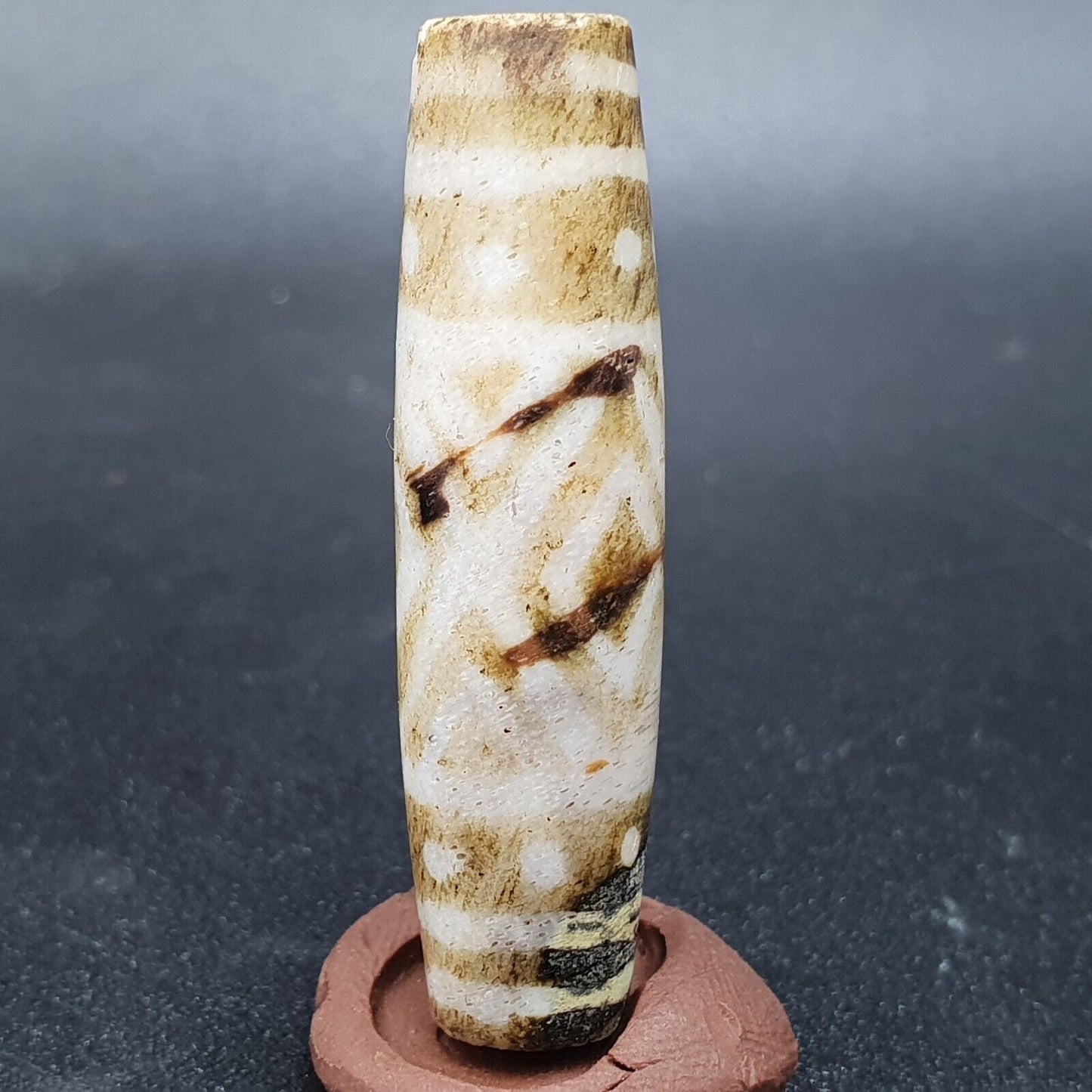 古董南亞緬甸老 pyu 部落 Pumtek 石化木石珠