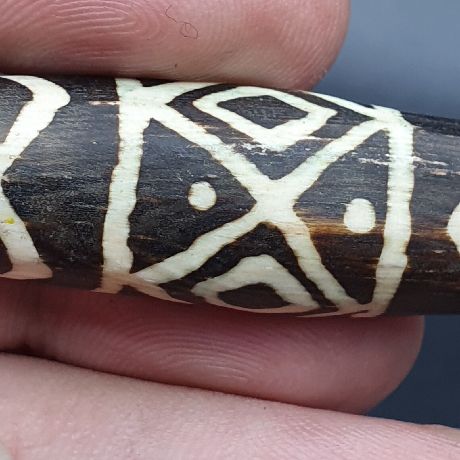 Vintage South Asian Burmese Old pyu Pumtek petrified Wood Stone Bead
