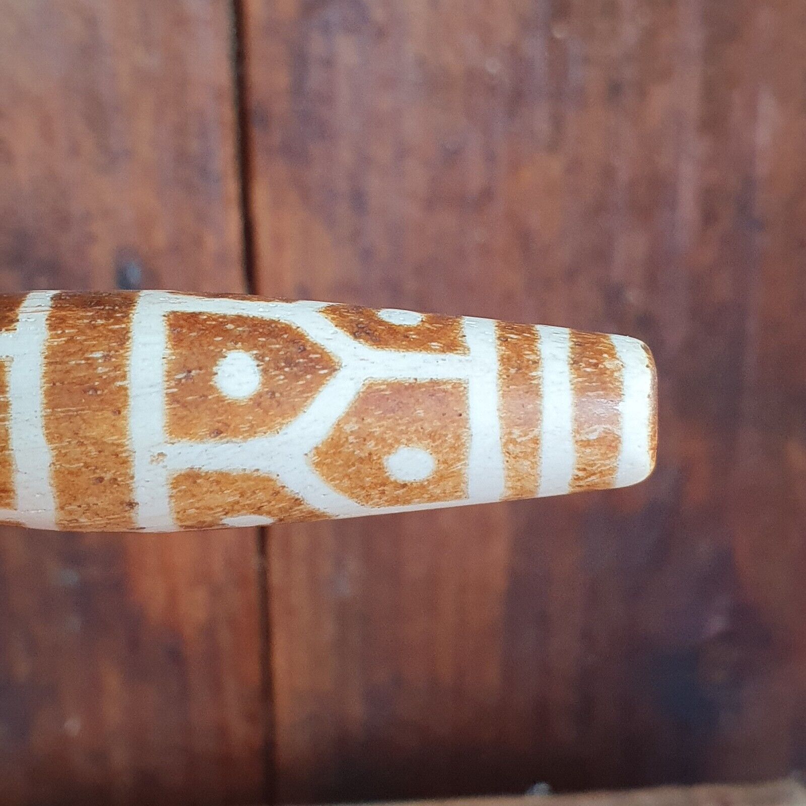 Vintage South Asian Burmese Old pyu Pumtek petrified Wood Stone Bead 67mm