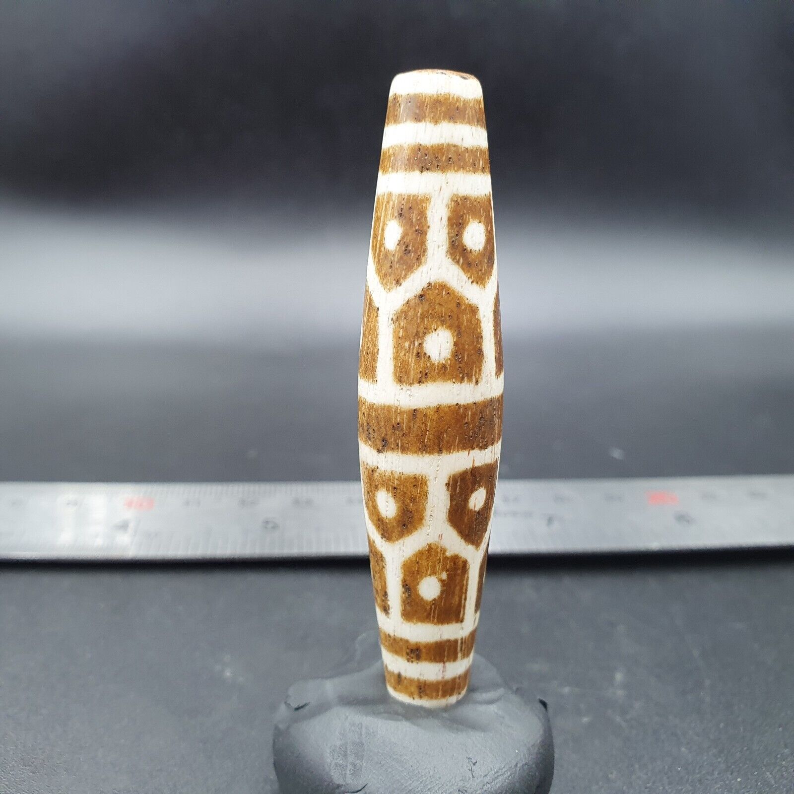 Vintage South Asian Burmese Old pyu Pumtek petrified Wood Stone Bead 67mm