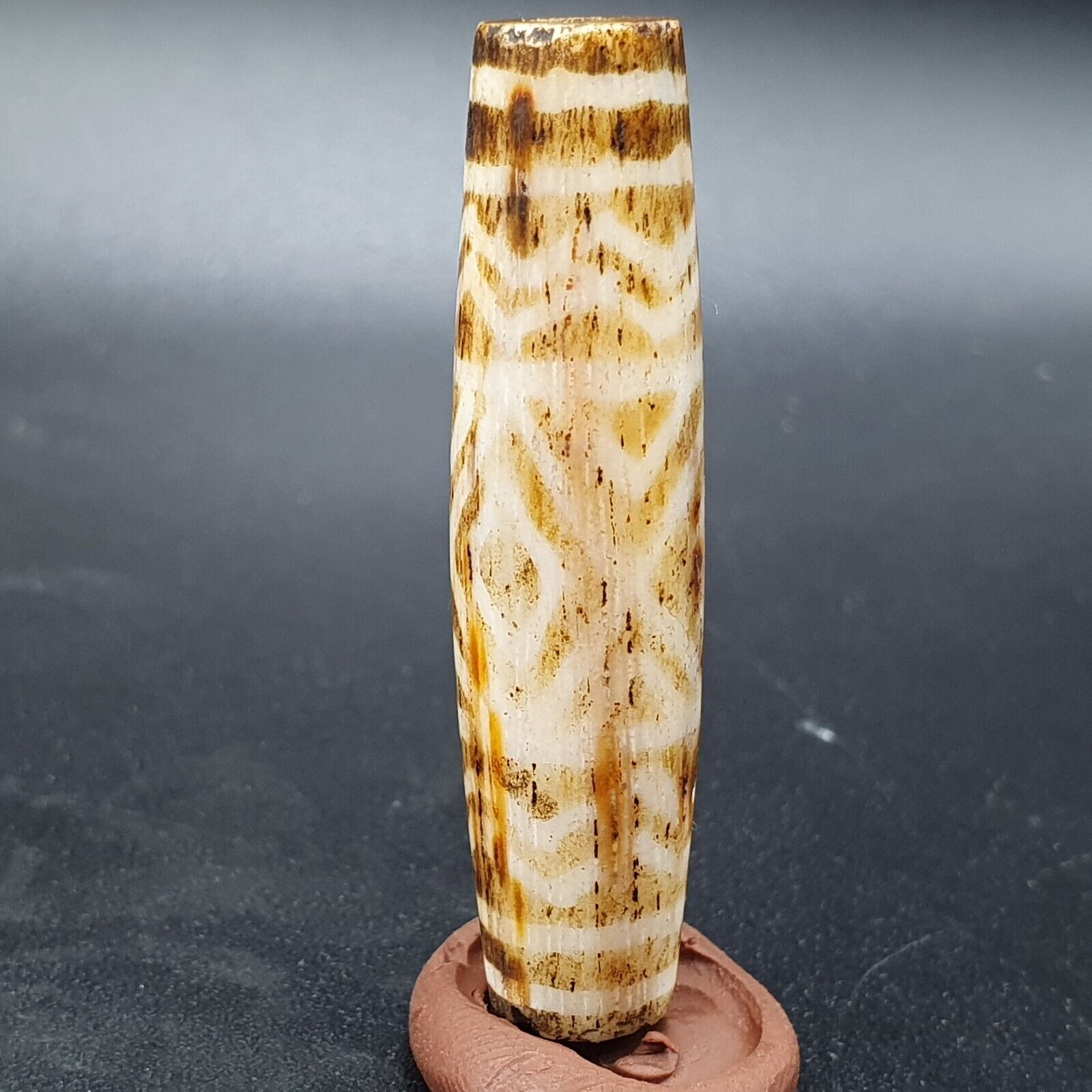 Antique South Asian Burmese Old pyu Bead Pumtek petrified Wood Stone Bead