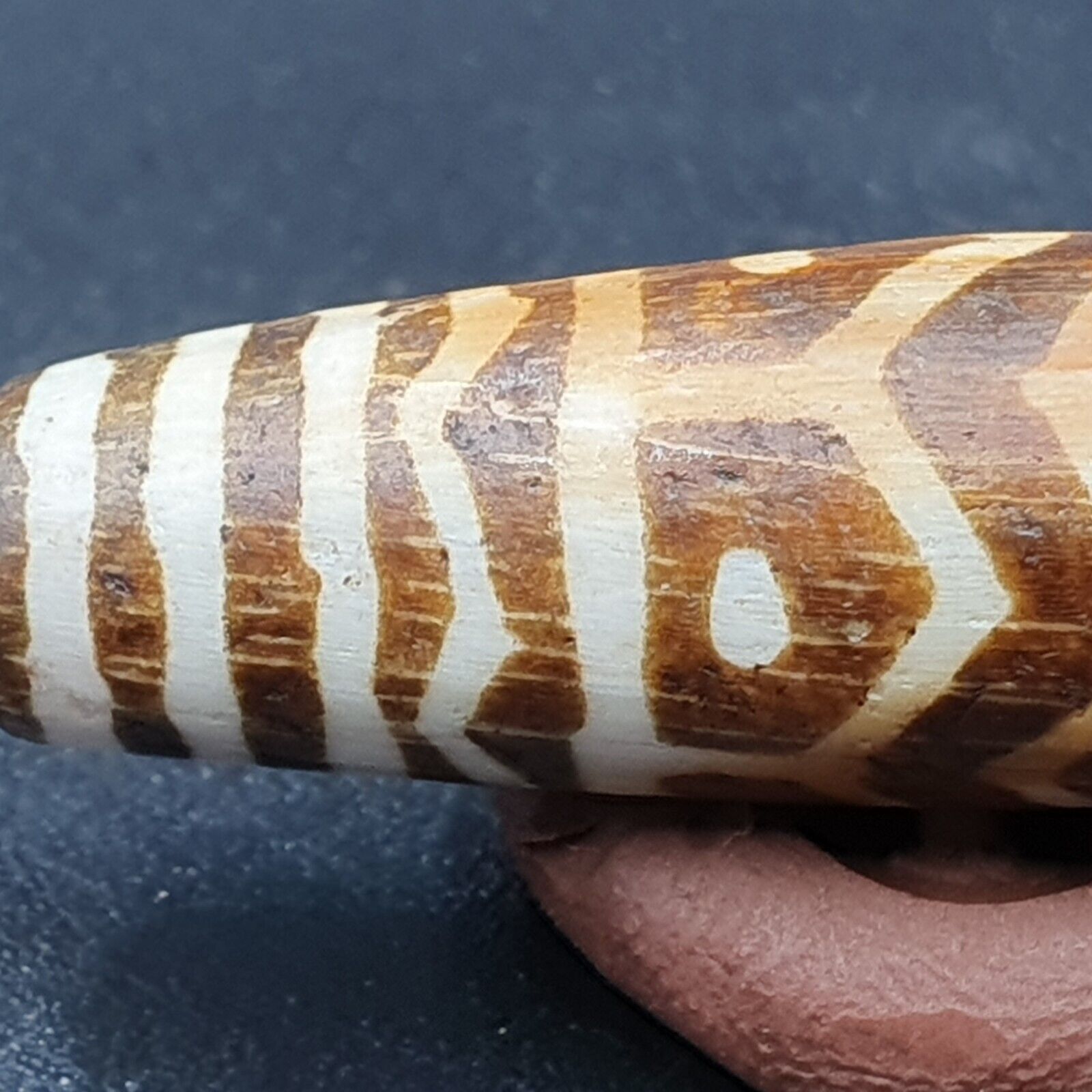 Vintage Asian Burmese Old Pumtek pyu petrified Wood Stone bead