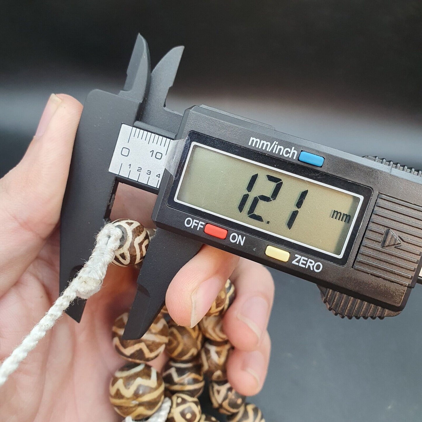 亞洲緬甸老 Pumtek 石化木石珠長項鍊獨特圖案