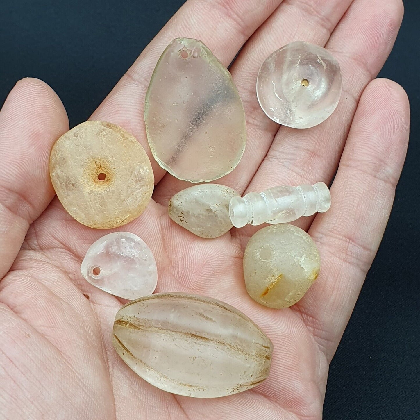 古代水晶石英珠帶彩虹吊墜水晶珠批量 9 顆珠子