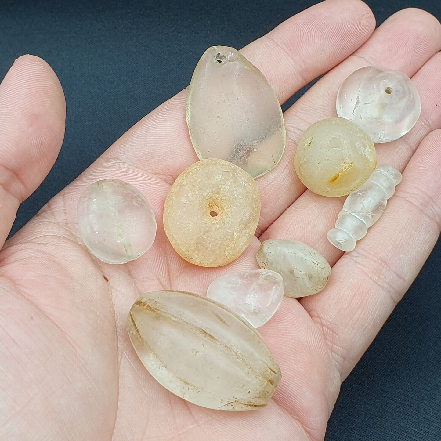 古代水晶石英珠帶彩虹吊墜水晶珠批量 9 顆珠子