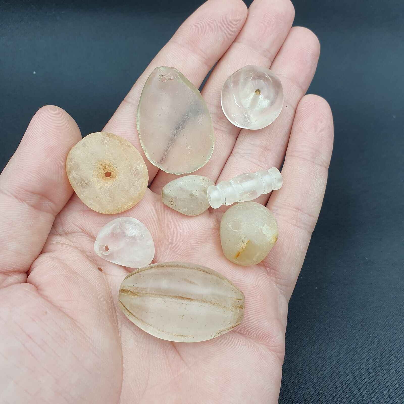 Ancient crystals Quartz beads with Rainbow pendant crystal Beads Lot 9 Beads