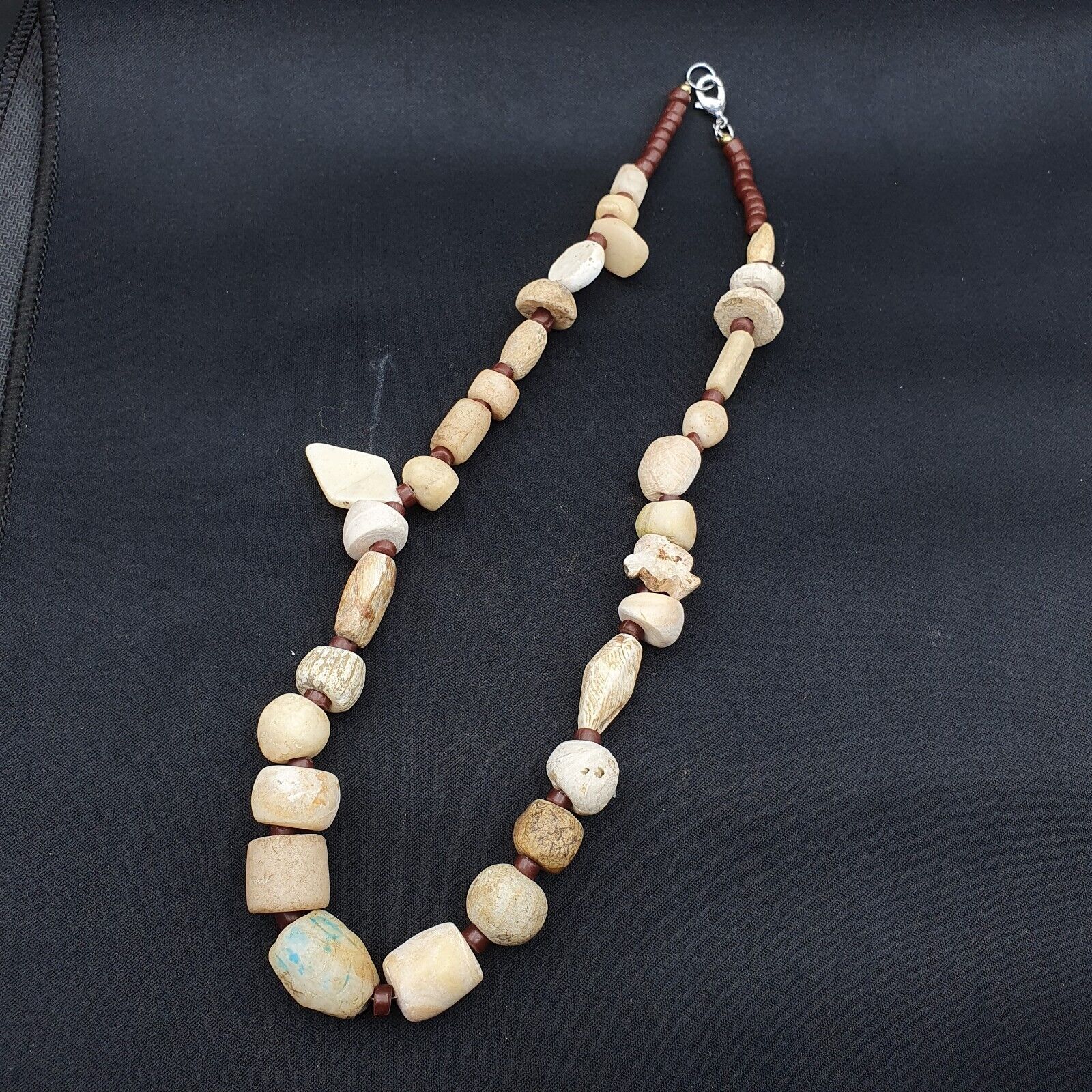 Antique Ancient Himalayan Afghan Pakistan Tibetan Stone  Beads Necklace Mala