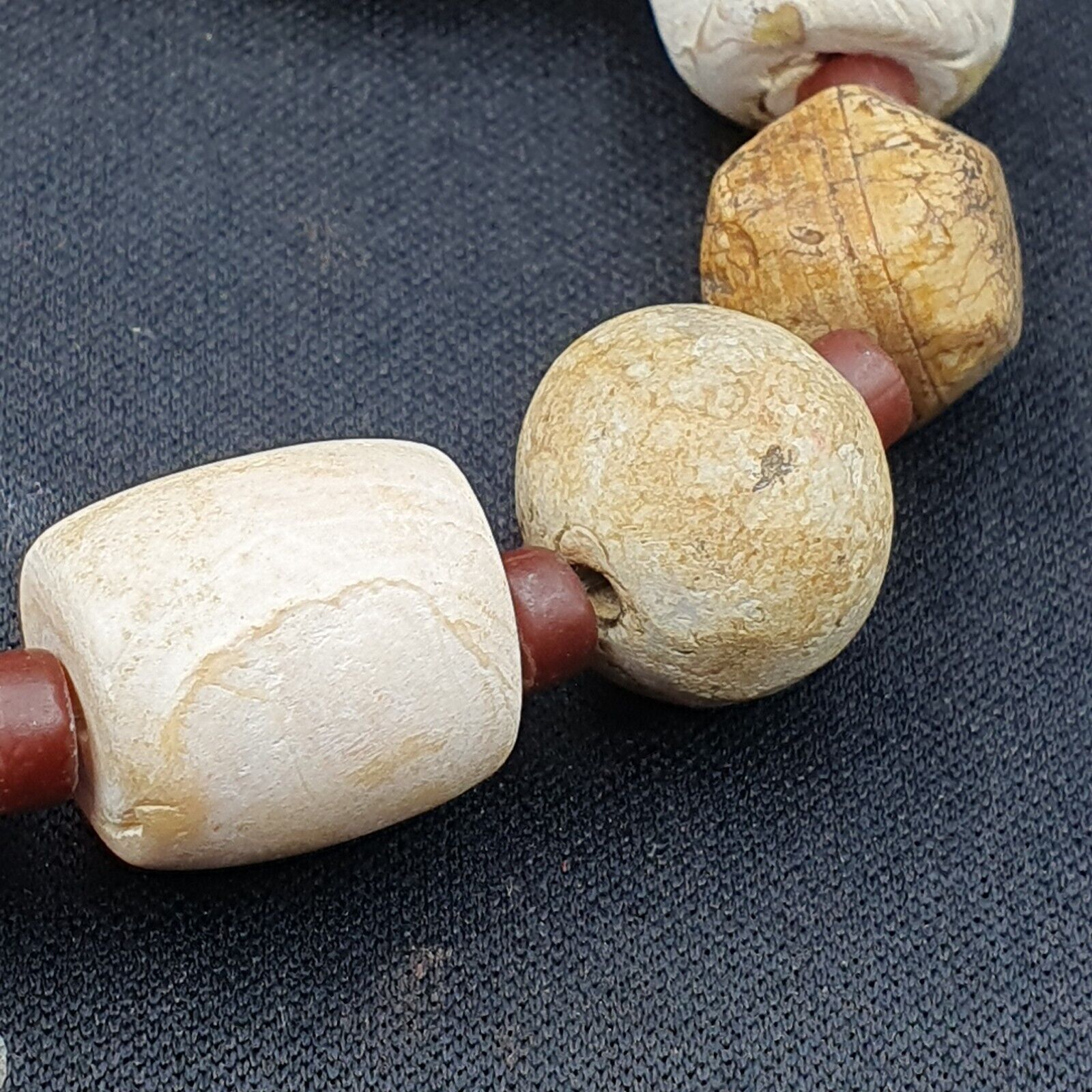 Antique Ancient Himalayan Afghan Pakistan Tibetan Stone  Beads Necklace Mala