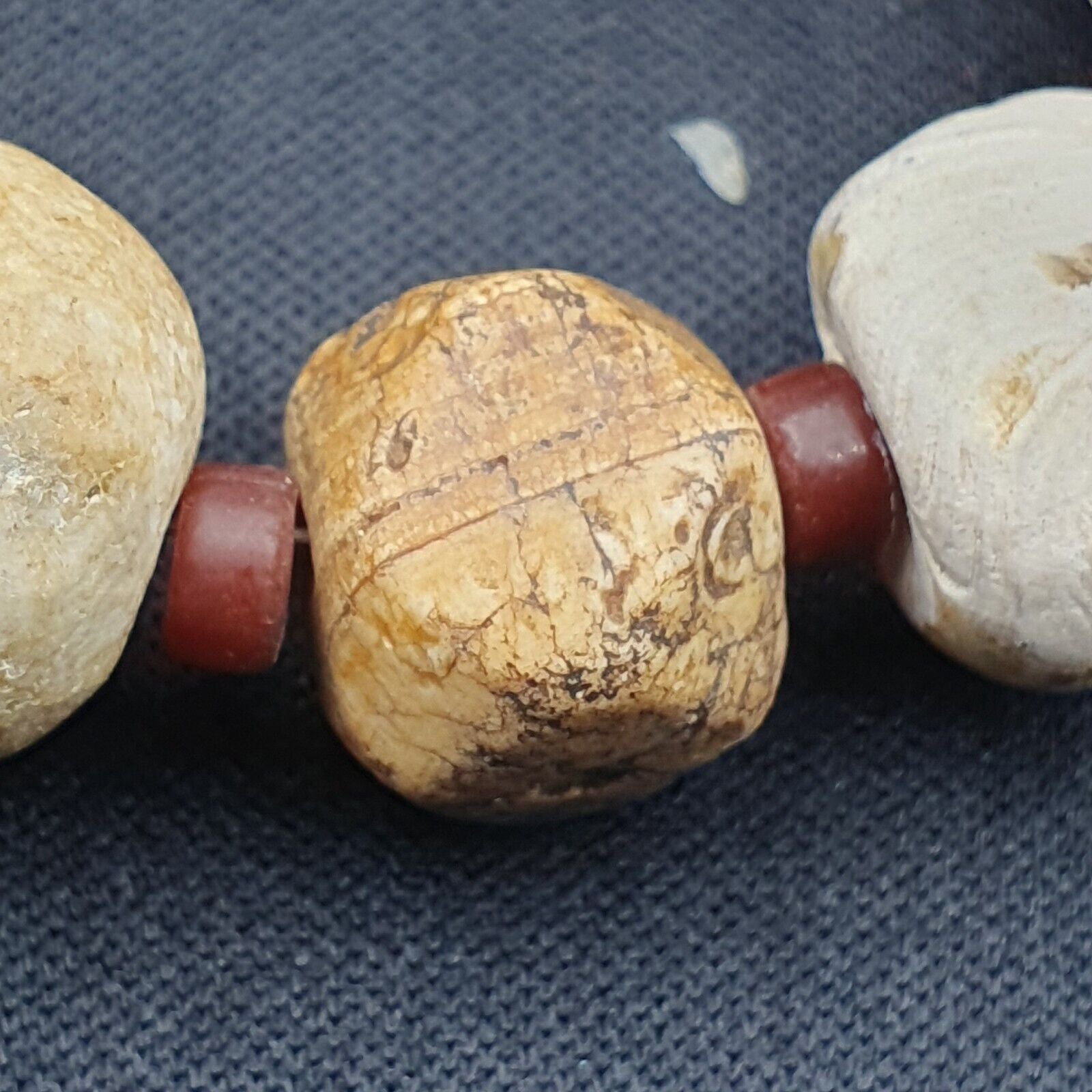Antique Ancient Himalayan Afghan Pakistan Tibetan Stone  Beads Necklace Mala