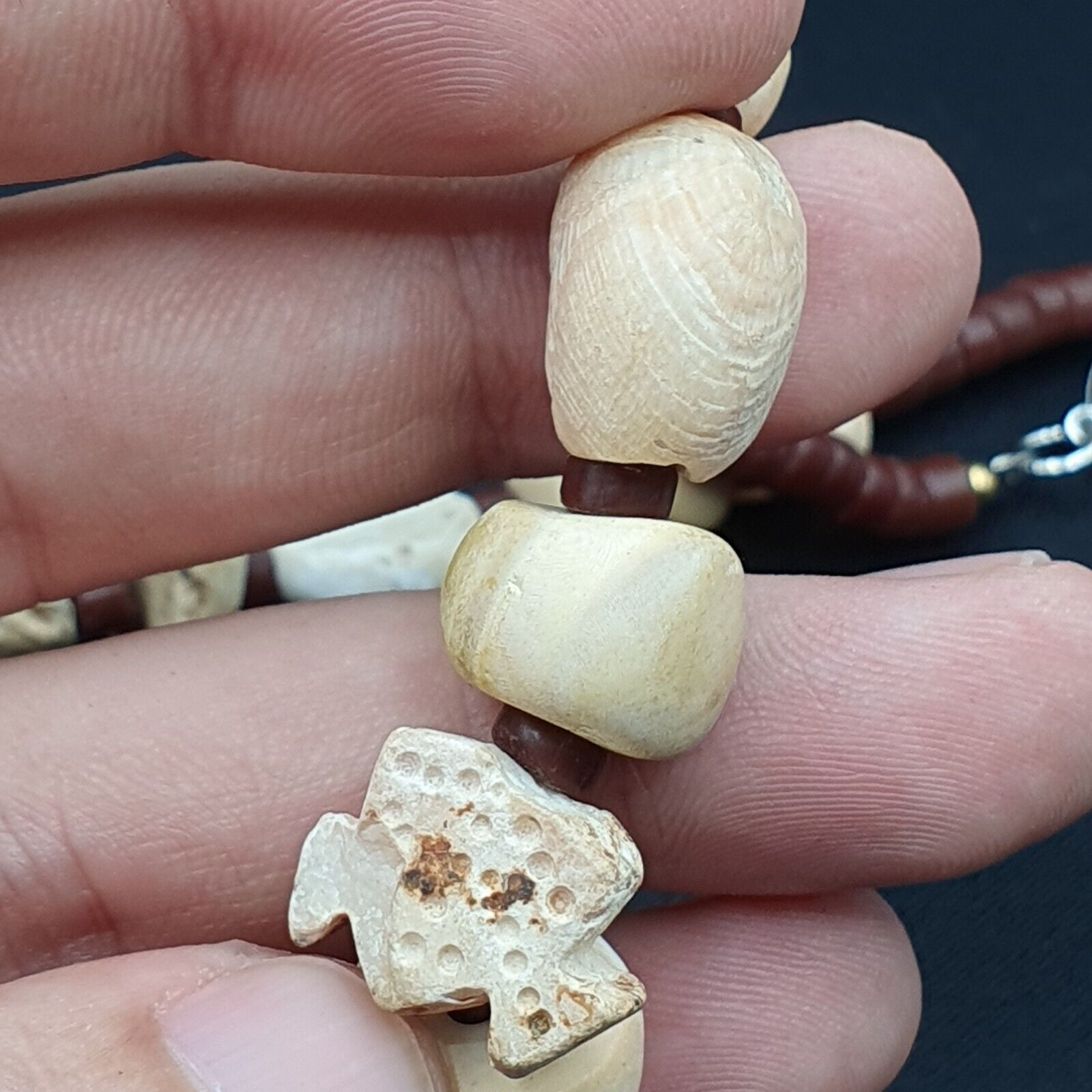 Antique Ancient Himalayan Afghan Pakistan Tibetan Stone  Beads Necklace Mala