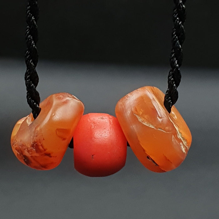 Ancient African Himalayan Indo Tibetan Agate Carnelian and Glass Beads