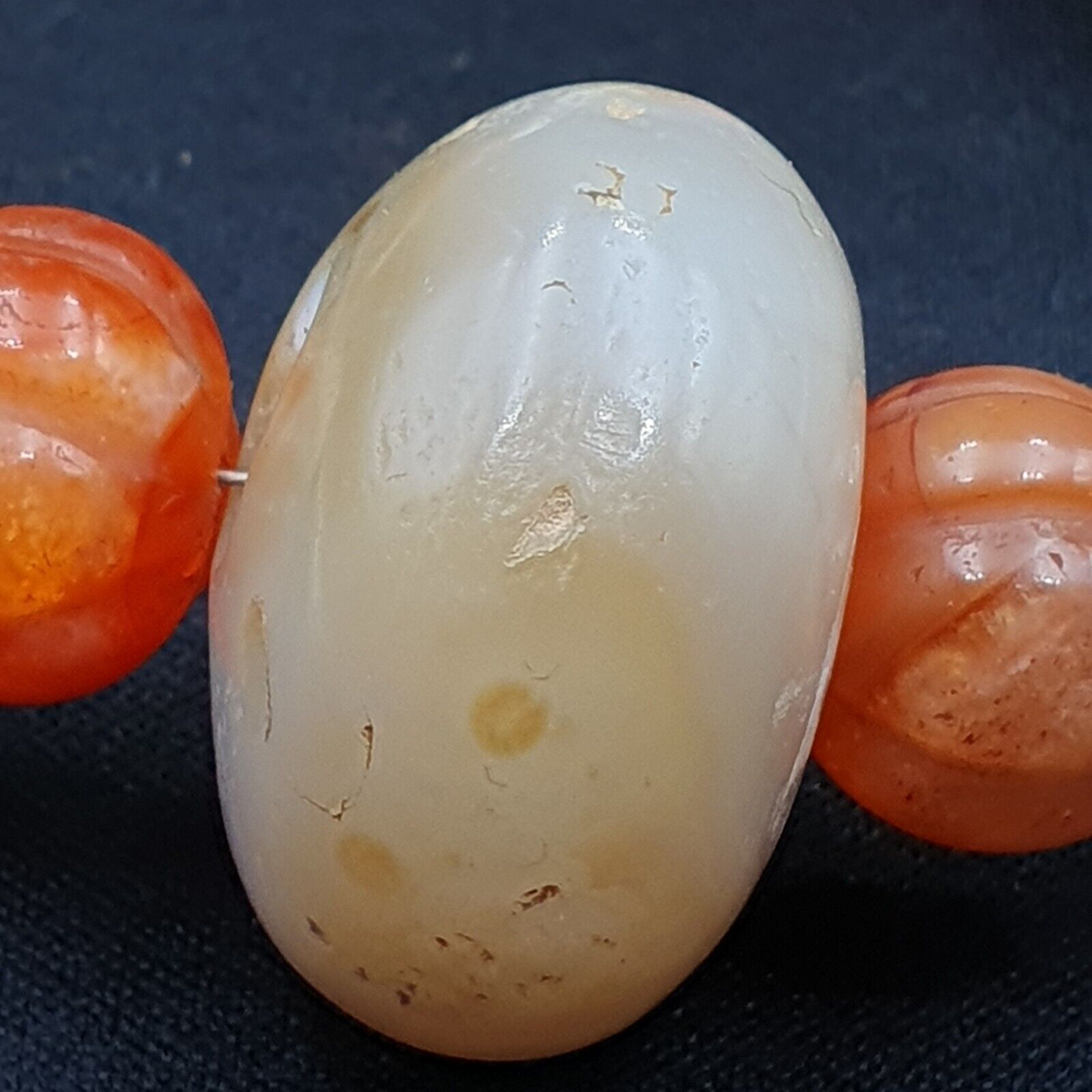 Antique Ancient Himalayan and African Agate carnelian Jasper Beads Necklace Mala