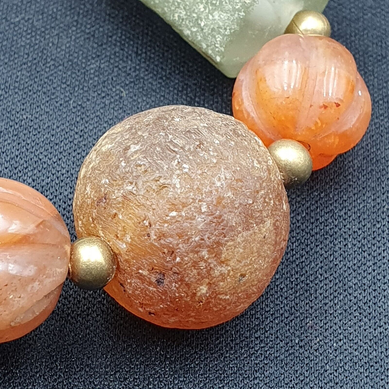 Antique Ancient Himalayan and African Agate carnelian Jasper Beads Necklace Mala