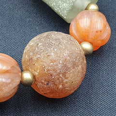 Antique Ancient Himalayan and African Agate carnelian Jasper Beads Necklace Mala