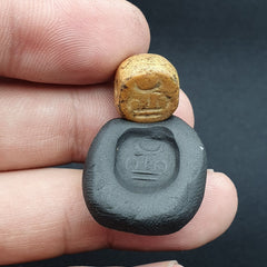 Antique Babylonian Era Rare Ancient Mesopotamian Intaglio Round Seal Stamp Bead