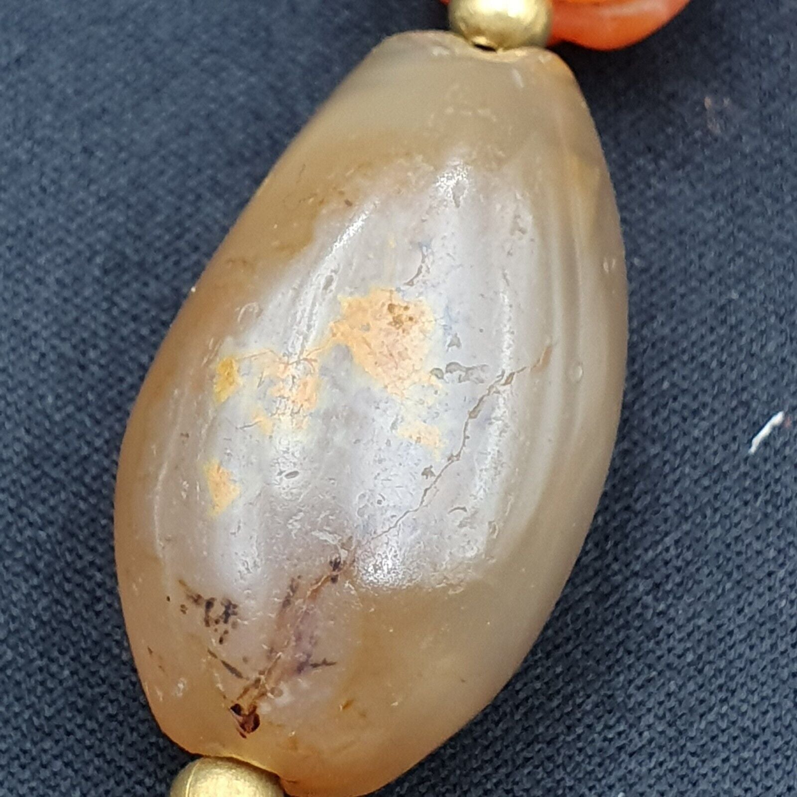 Antique Ancient Himalayan and African Agate carnelian Jasper Beads Necklace Mala