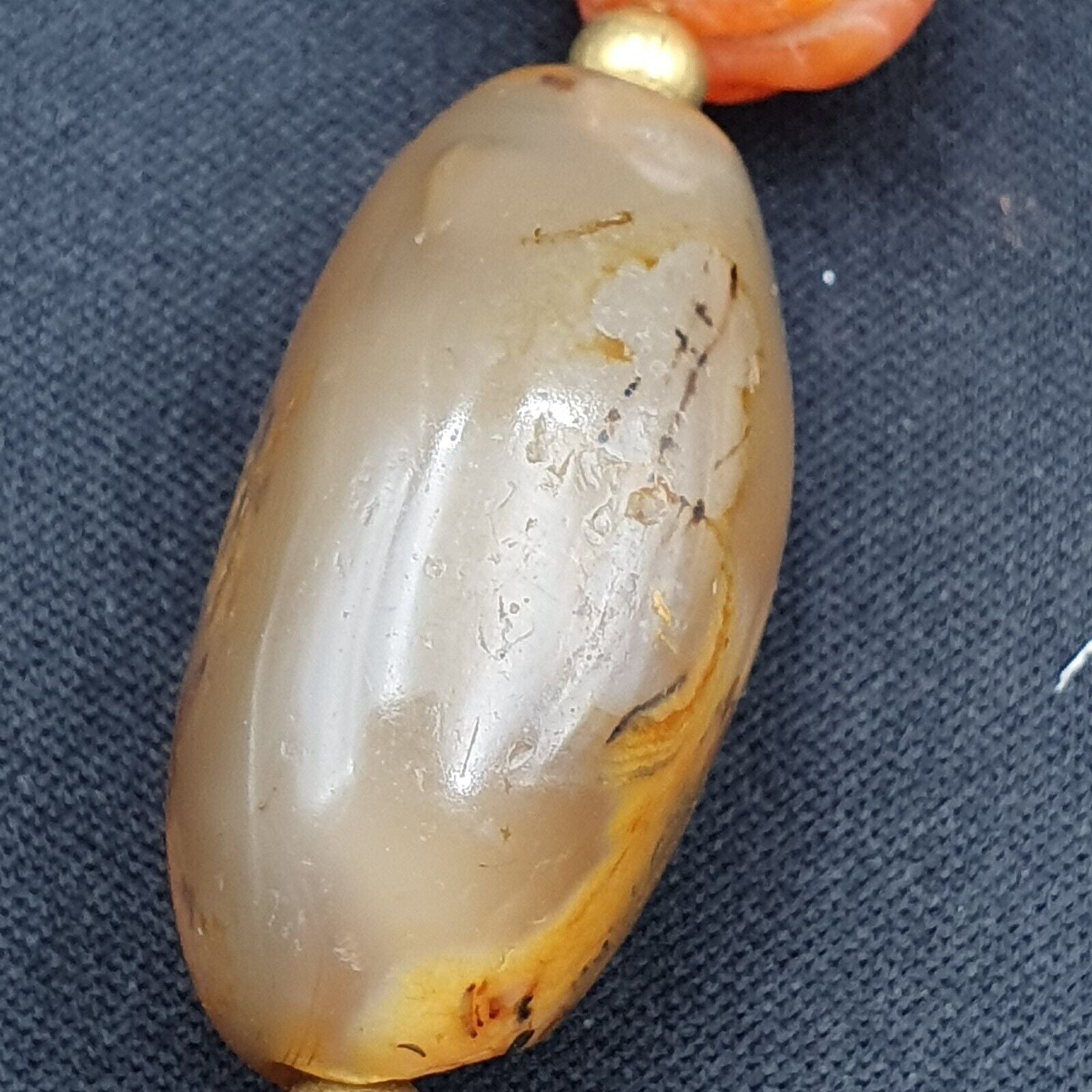 Antique Ancient Himalayan and African Agate carnelian Jasper Beads Necklace Mala