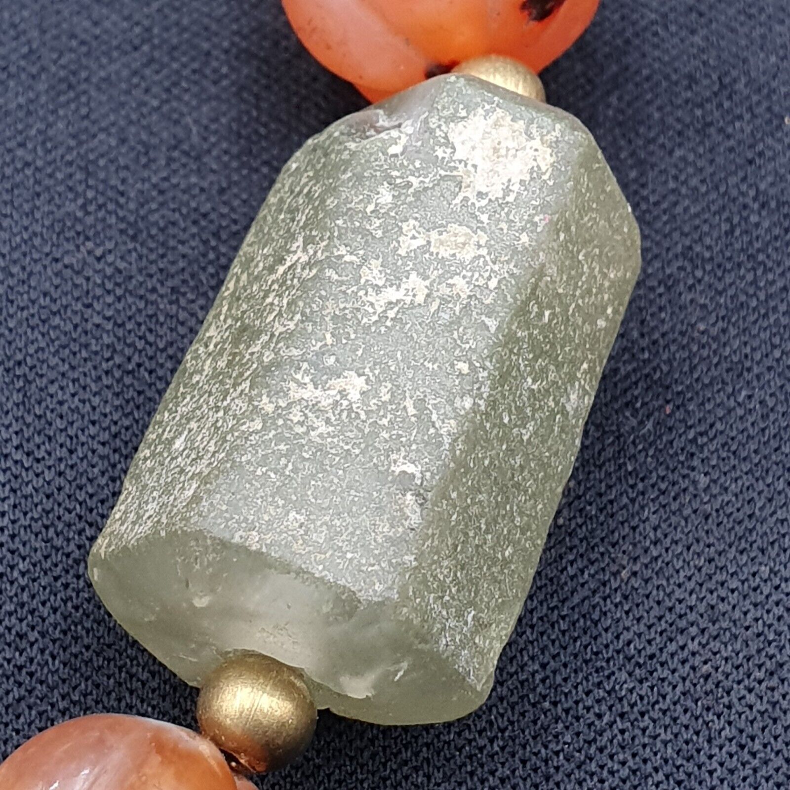 Antique Ancient Himalayan and African Agate carnelian Jasper Beads Necklace Mala