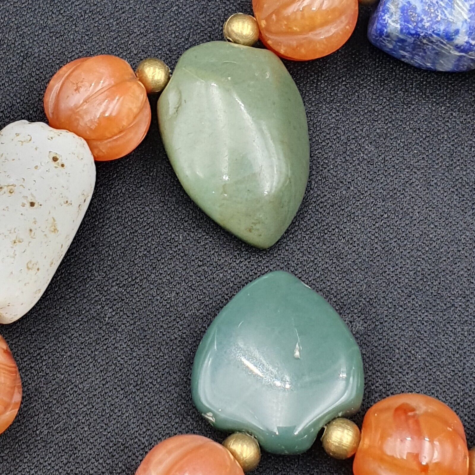 Antique Ancient Himalayan and African Agate carnelian Jasper Beads Necklace Mala