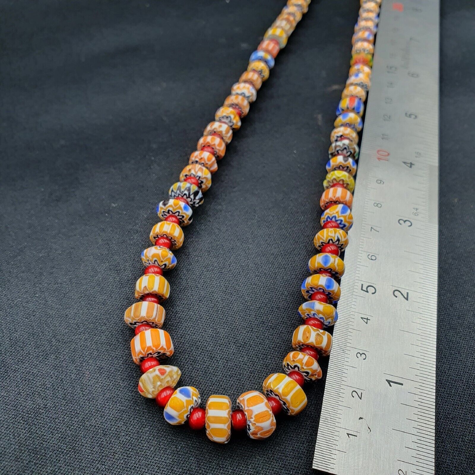 Tiny Chevrons and White Heart Venetian Trade Beads African COLLECTION Necklace