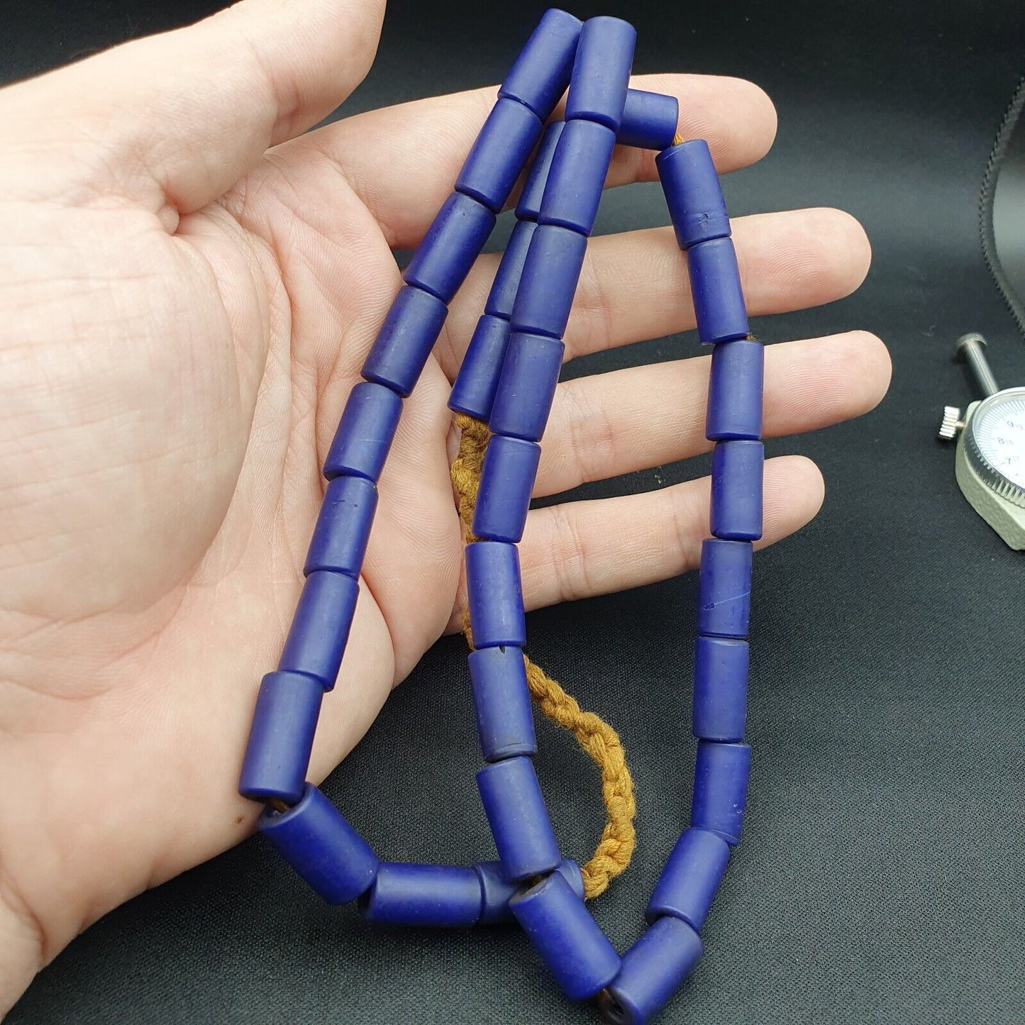 復古鈷藍色非洲玻璃珠項鍊