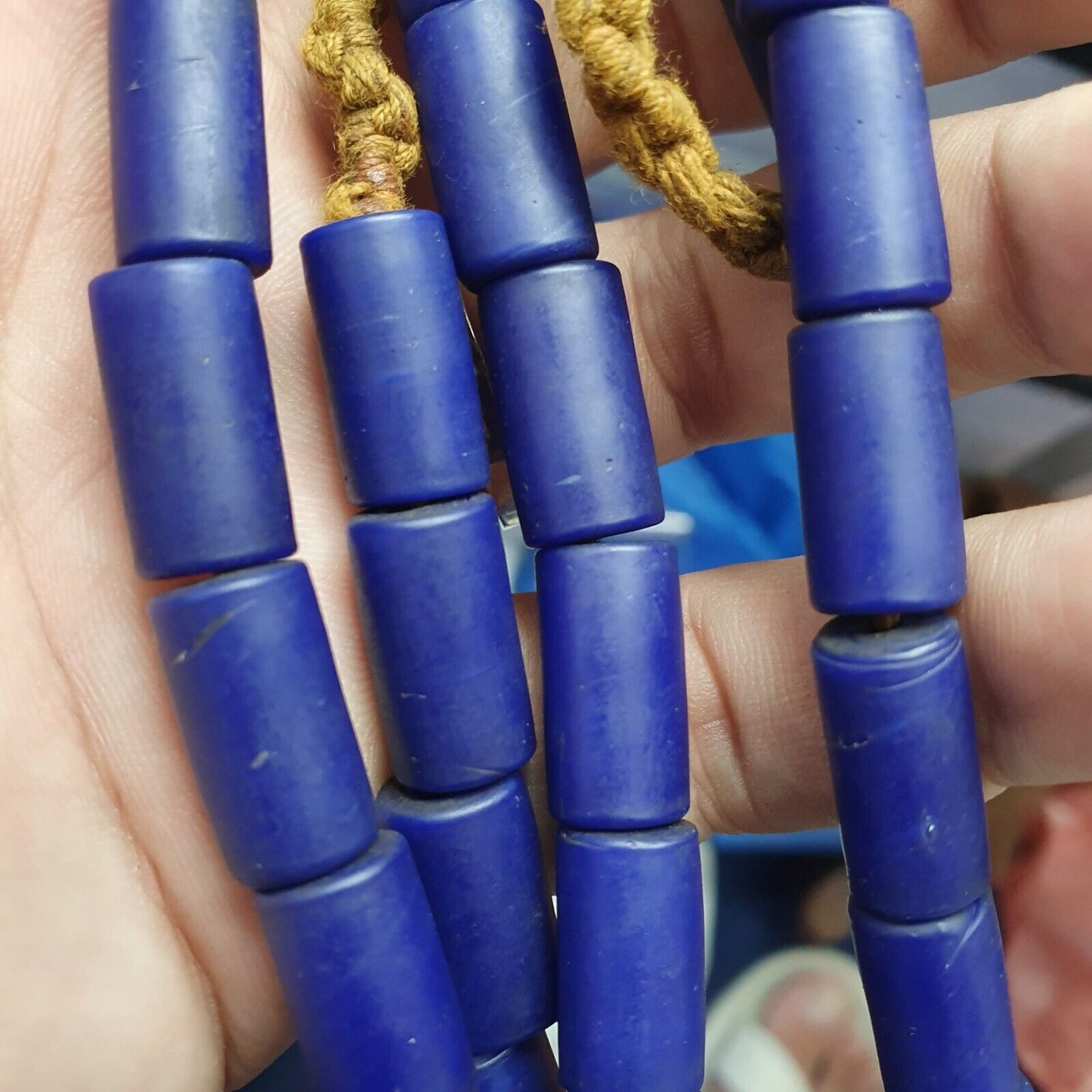 復古鈷藍色非洲玻璃珠項鍊