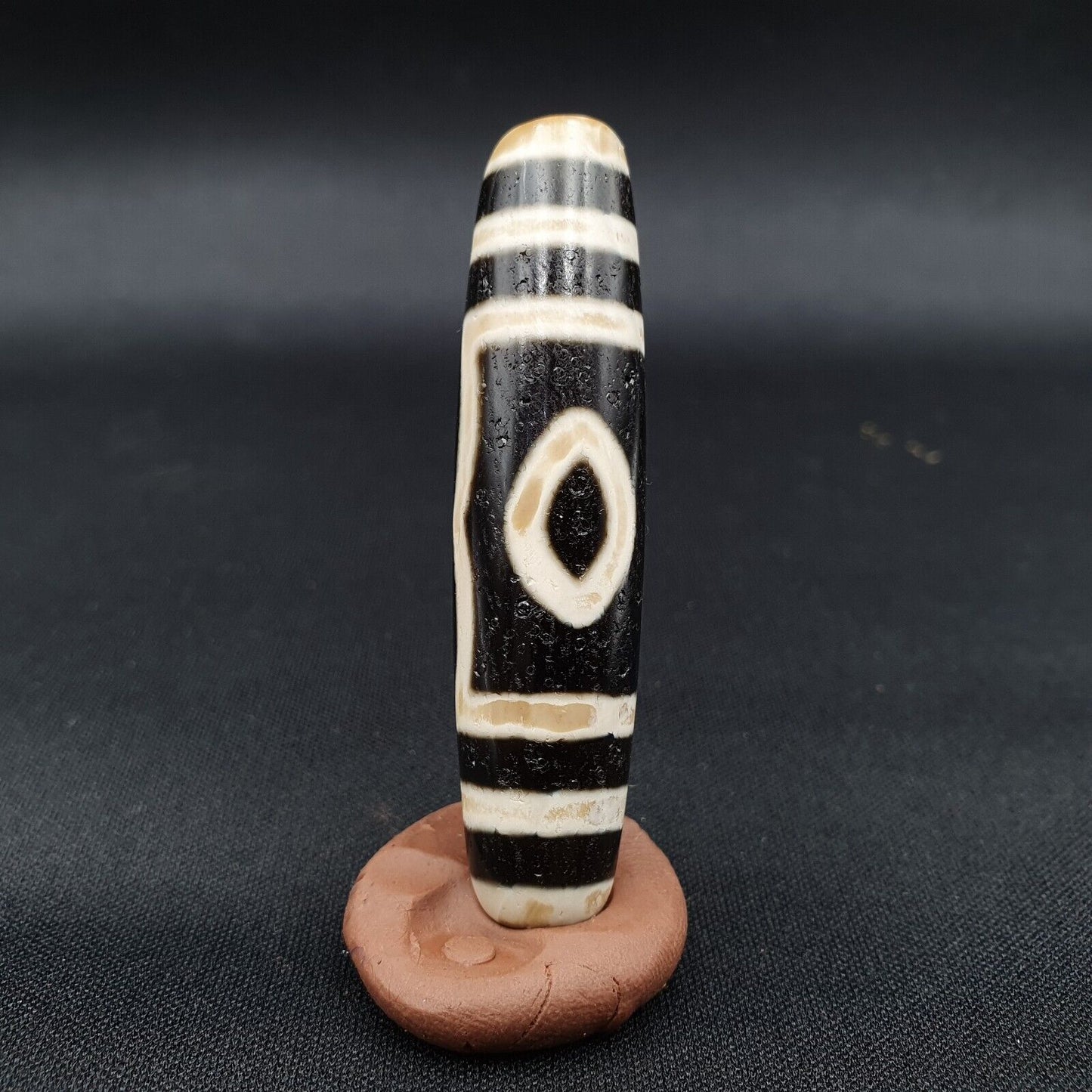 Kraftperle INDO TIBETISCH Himalaya 3 Augen Fenstermuster Achatperle Amulett Dzi