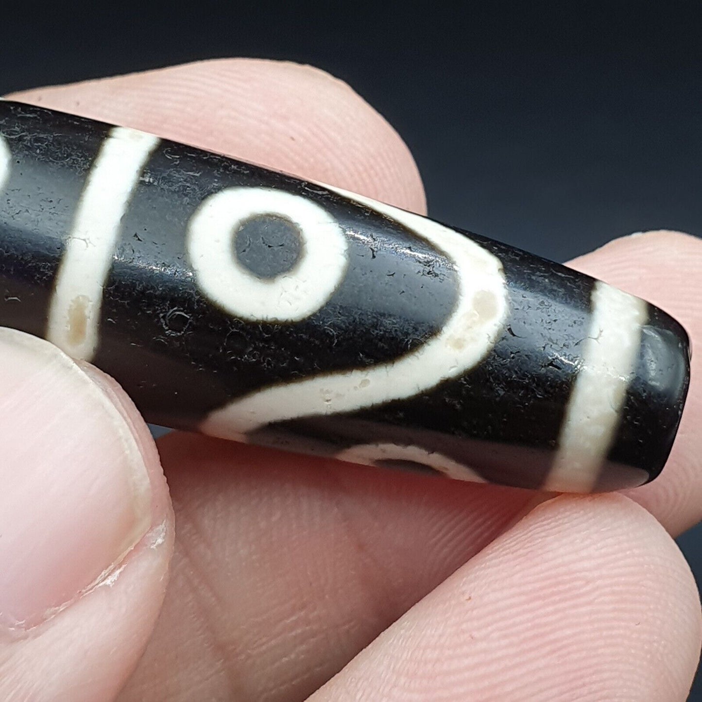 INDO TIBETISCHER Himalaya 8 Augen Zick-Zack-Muster Achatperle Amulett Dzi ITB08