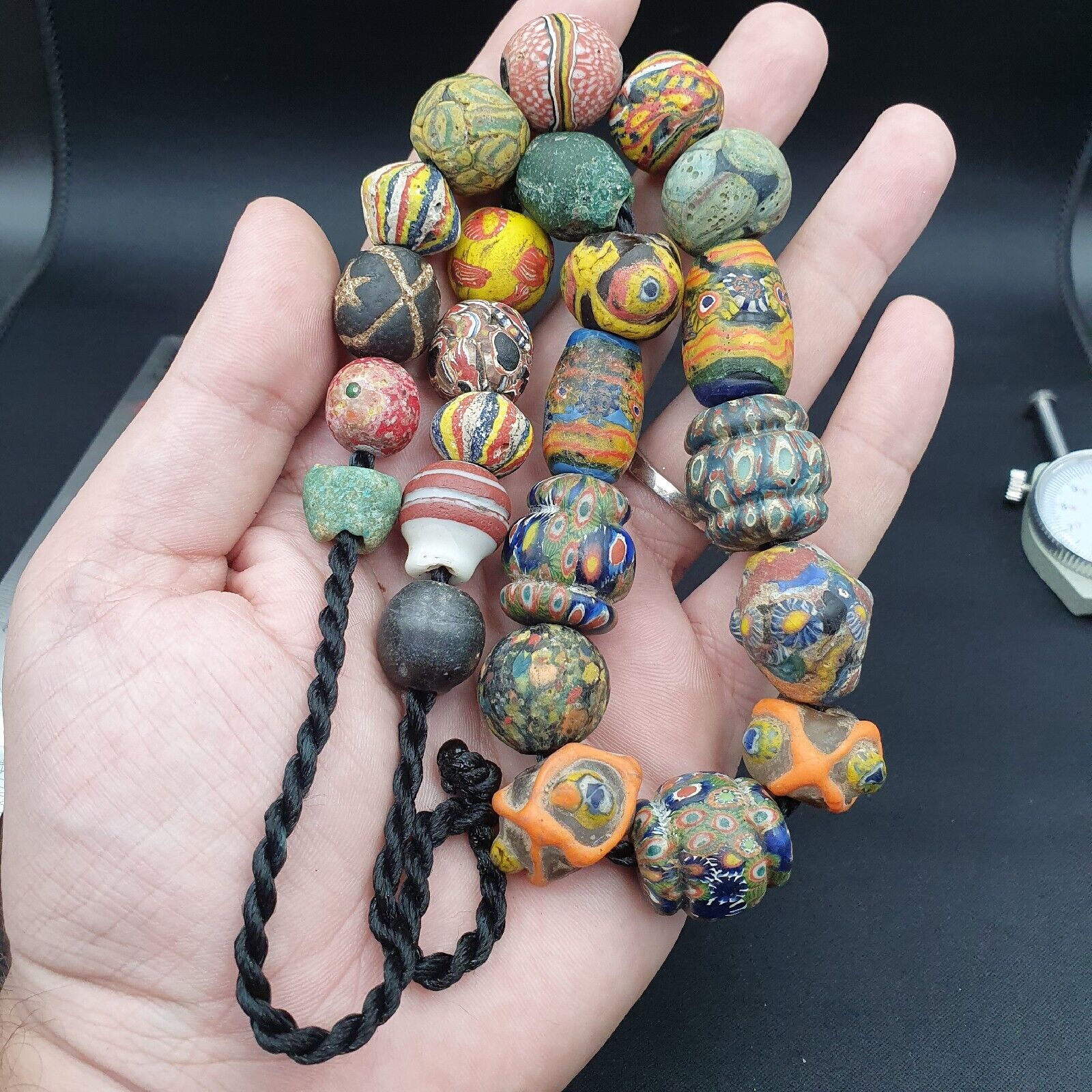 Lot 23 beads Ancient Roman to Early Islamic Mosaic Glass Gabri Beads Necklace.
