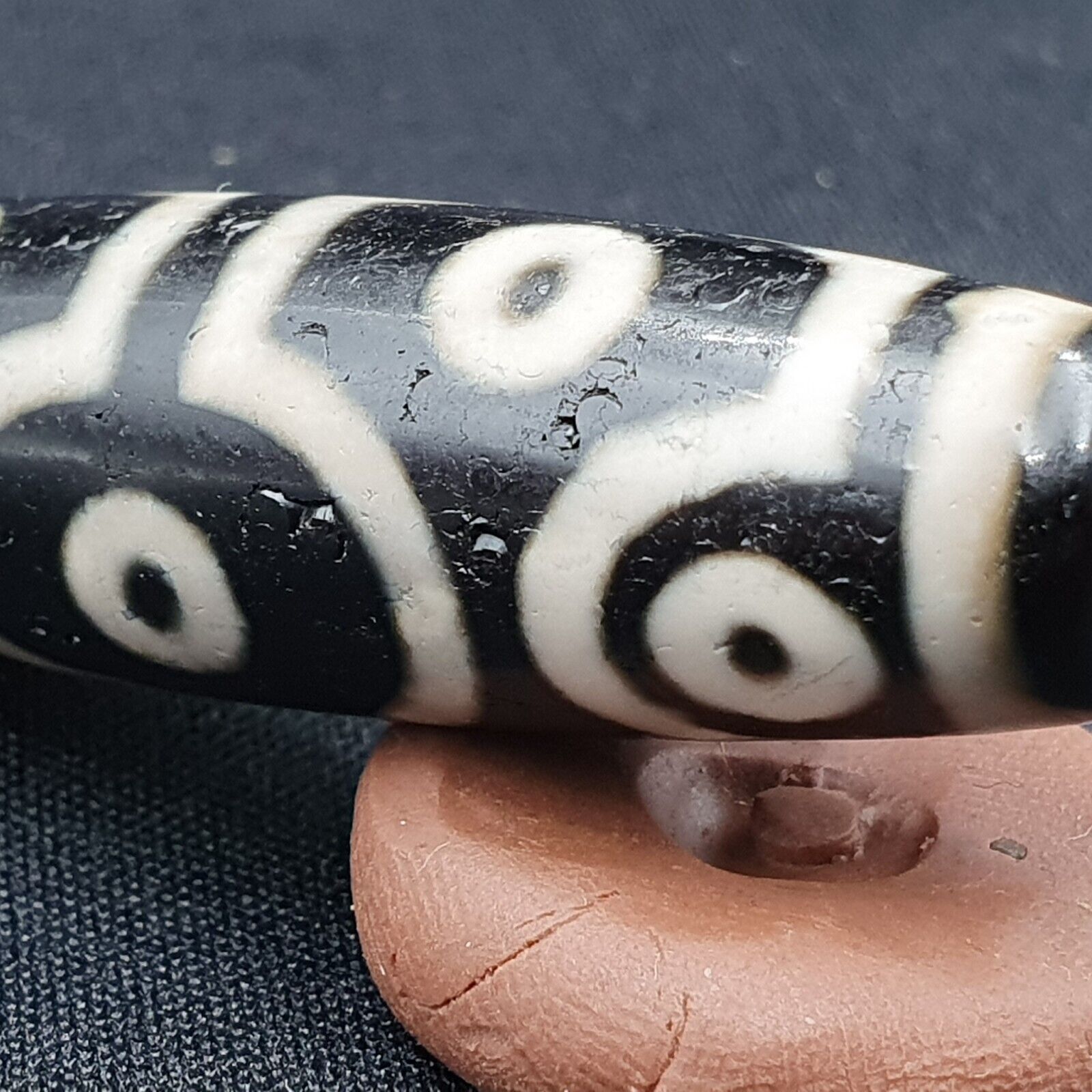 INDO TIBETAN Himalaya 10 Eyes Agate bead Amulet Religious Antiquities Dzi  ITB02