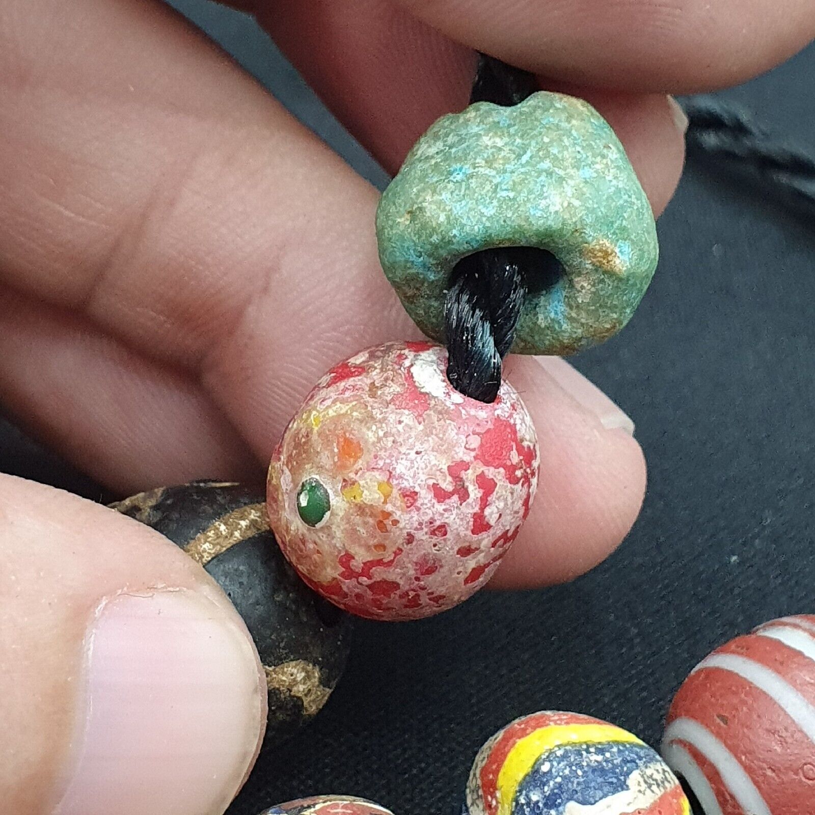 Lot 23 beads Ancient Roman to Early Islamic Mosaic Glass Gabri Beads Necklace.