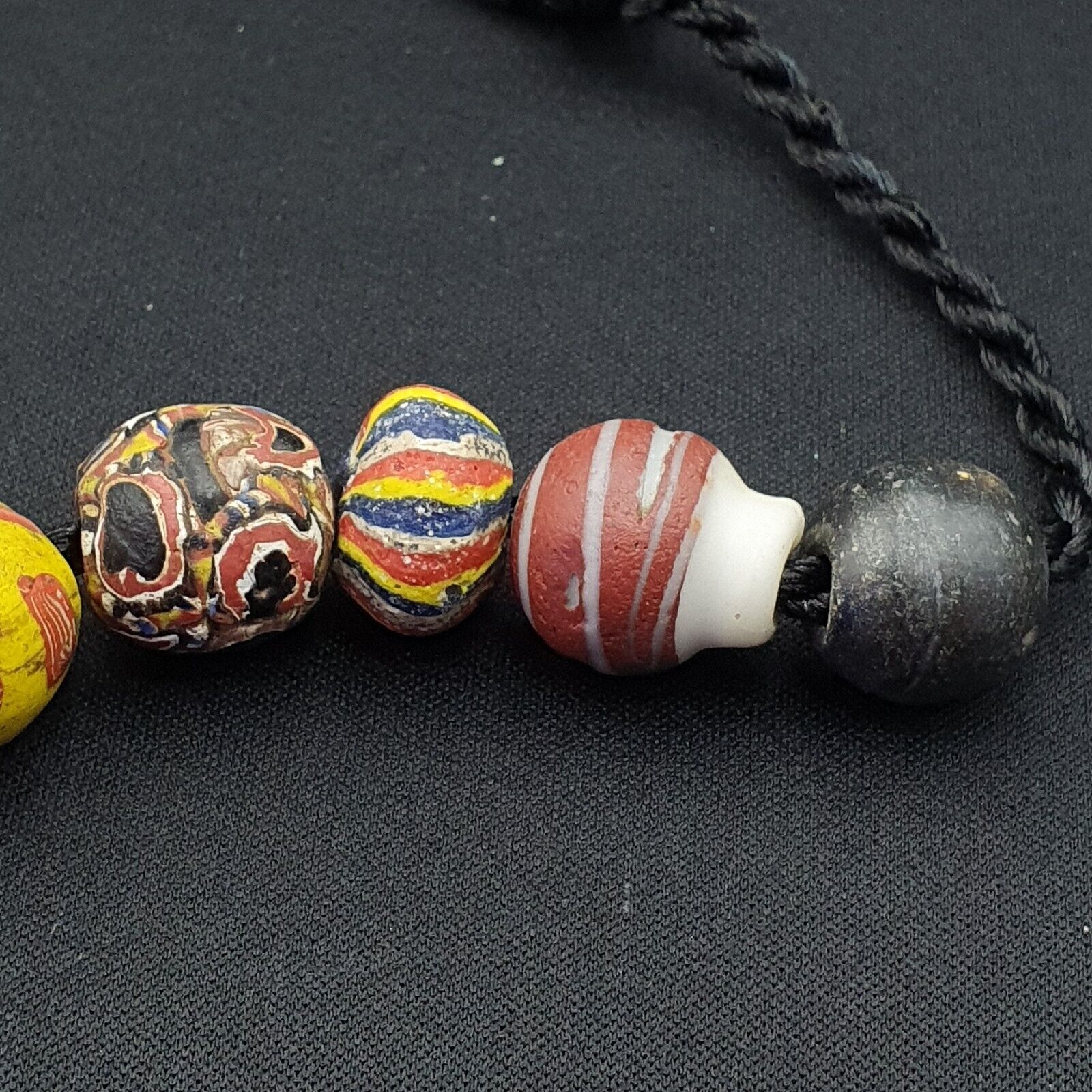 Lot 23 beads Ancient Roman to Early Islamic Mosaic Glass Gabri Beads Necklace.