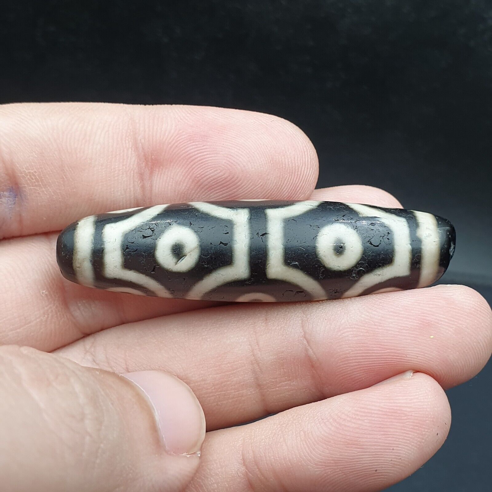 INDO TIBETAN Himalaya 10 Eyes Agate bead Amulet Religious Antiquities Dzi  ITB02